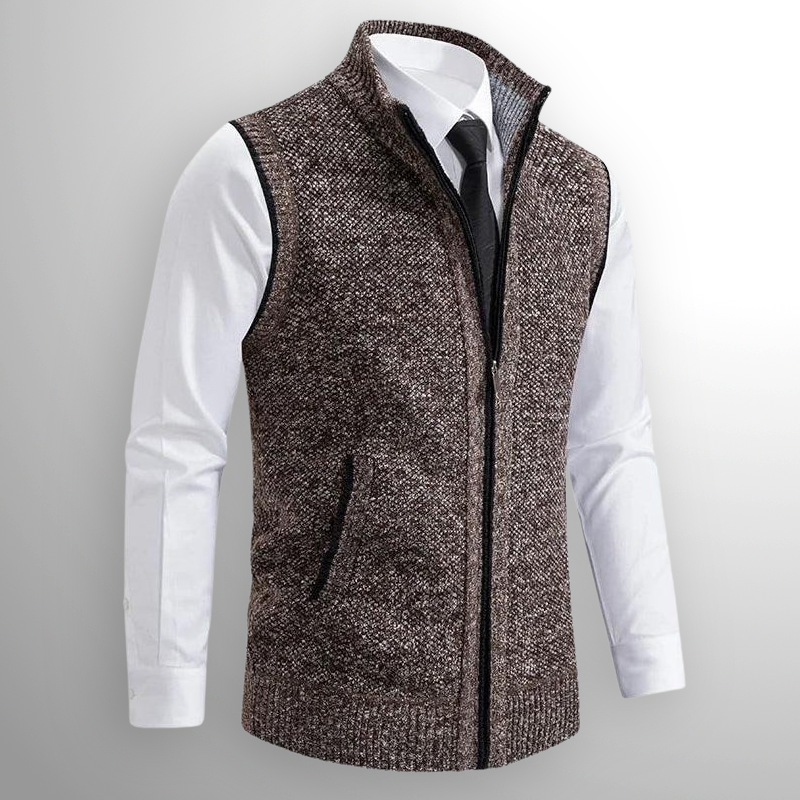 Flossie - Strickgilet im Lagen-Look mit durchgehendem Reißverschluss