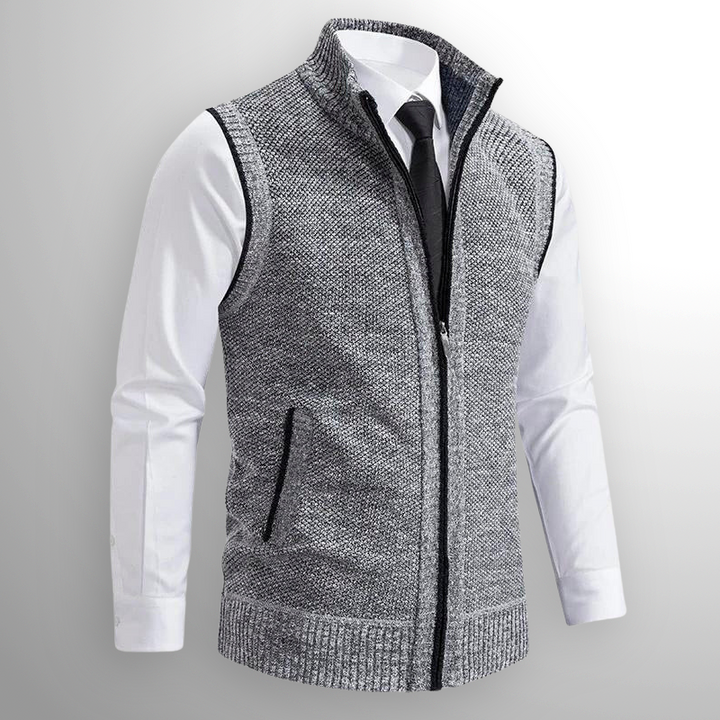 Flossie - Strickgilet im Lagen-Look mit durchgehendem Reißverschluss