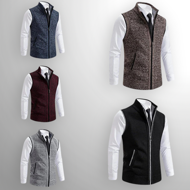 Flossie - Strickgilet im Lagen-Look mit durchgehendem Reißverschluss